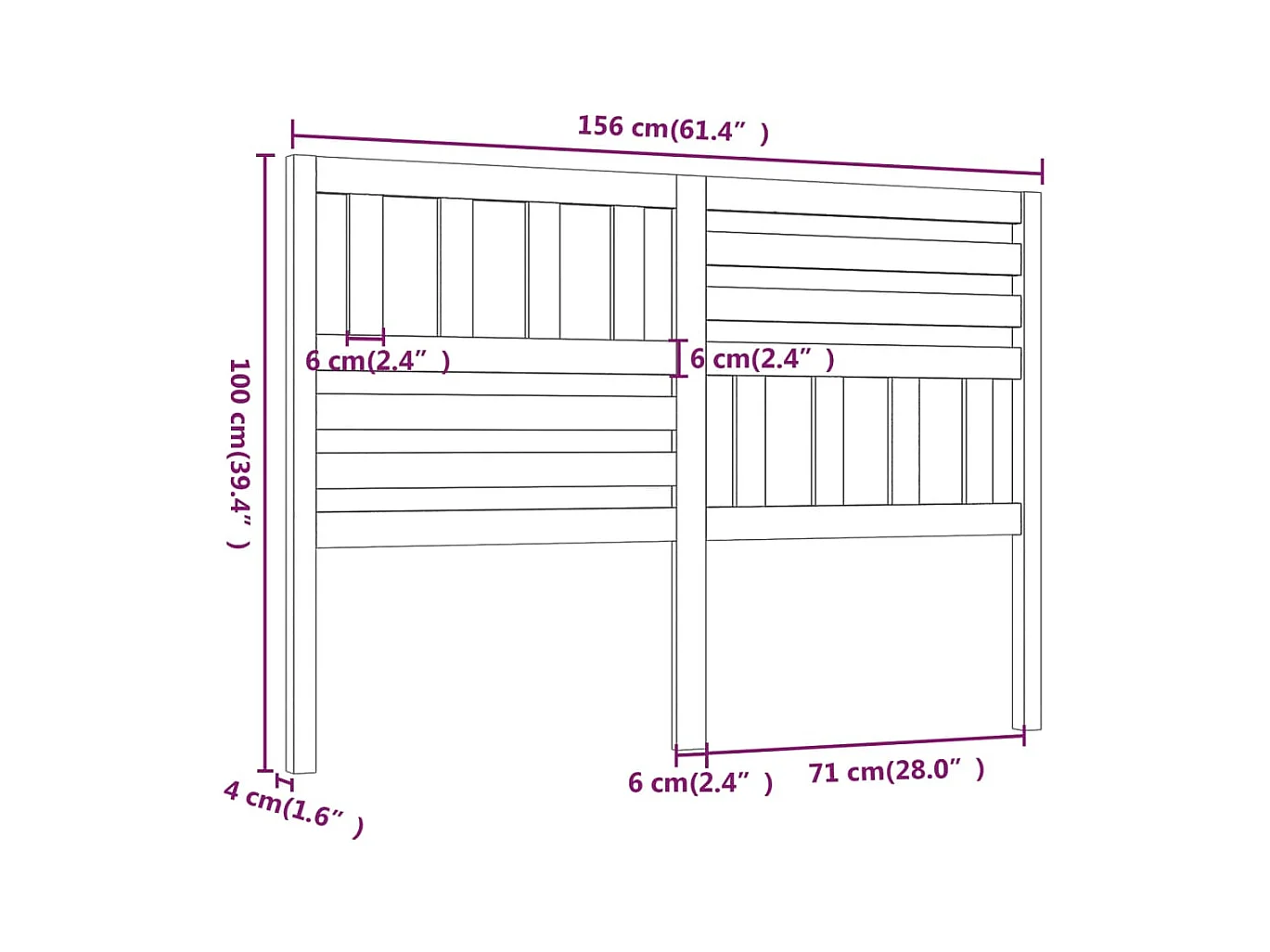 Tête de lit accessoire bois blanche 156 x 4 x 100 cm TDL0203817
