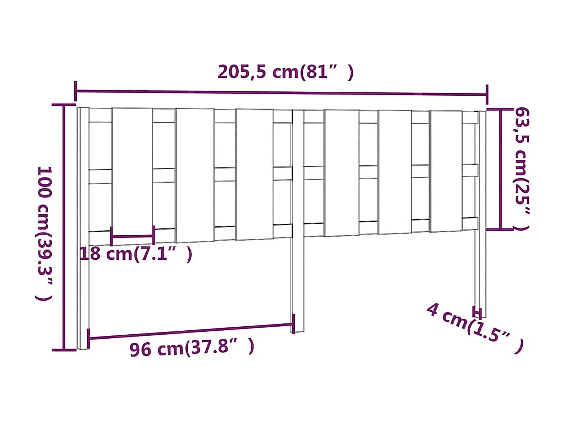 Tête de lit accessoire bois marron 205.5 x 4 x 100 cm TDL0203337