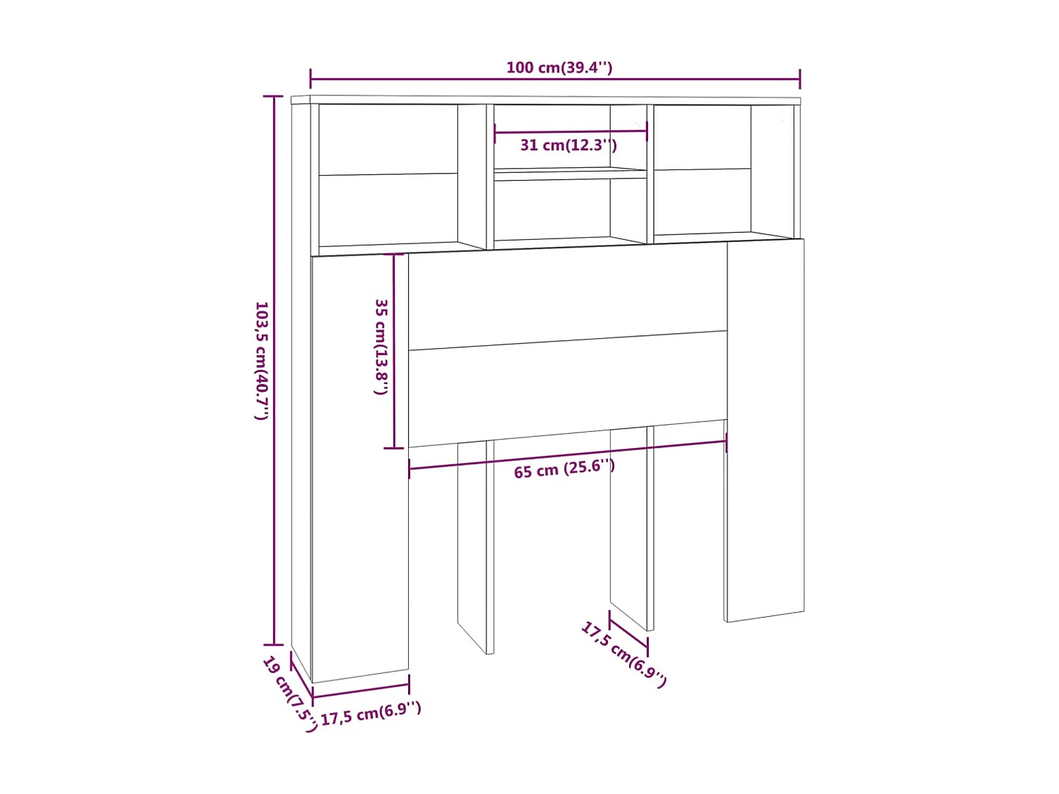 Tête de lit avec effet bois beige 100 x 19 x 103.5 cm TDL0200053