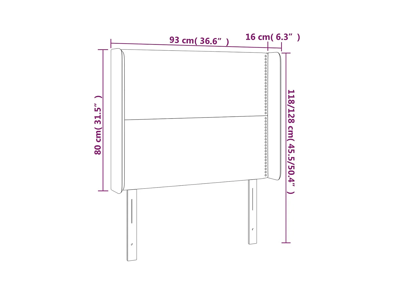 Tête de lit accessoire noire 93 x 16 x 118 cm TDL0200523