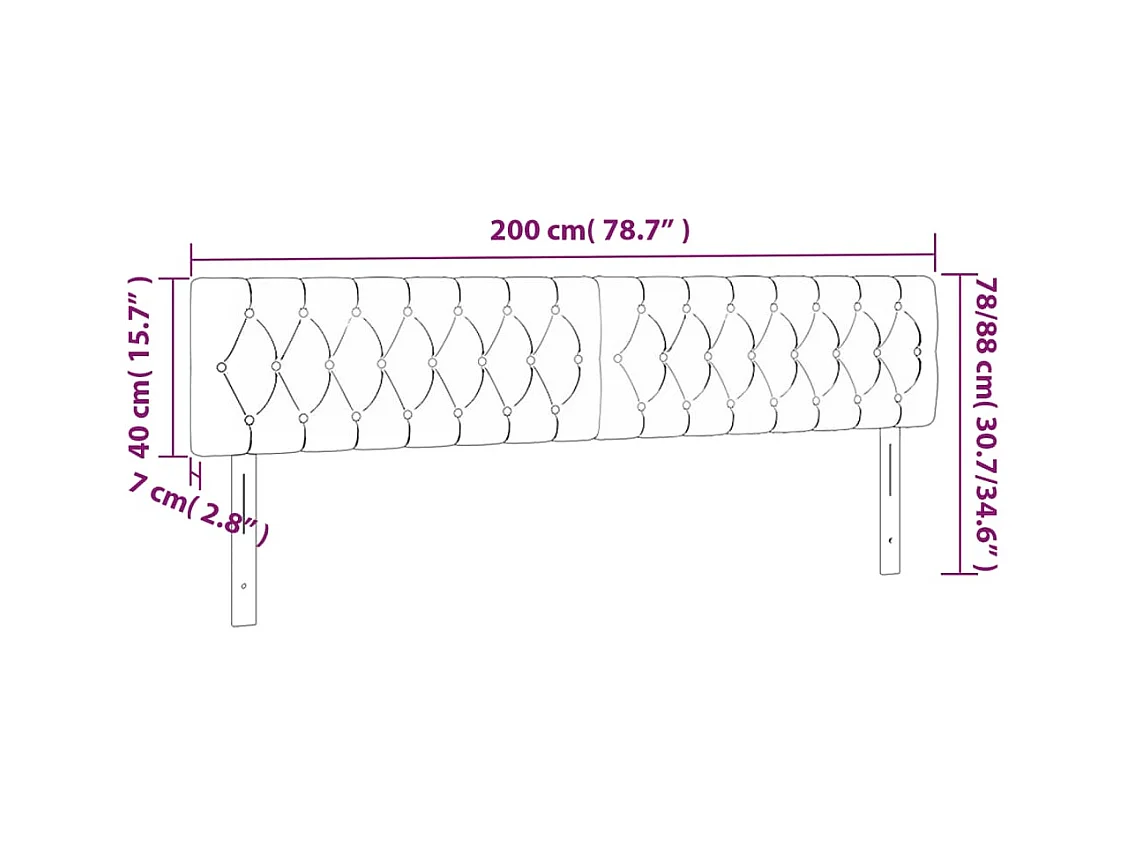 Tête de lit accessoire tissu grise 200 x 7 x 78 cm TDL0201308