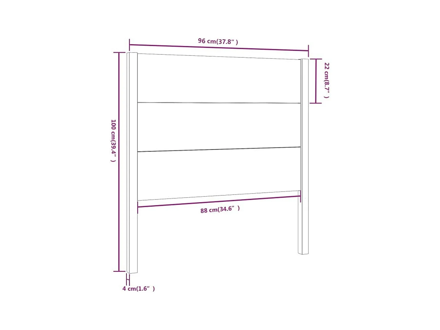 Tête de lit accessoire bois marron 96 x 4 x 100 cm TDL0202043