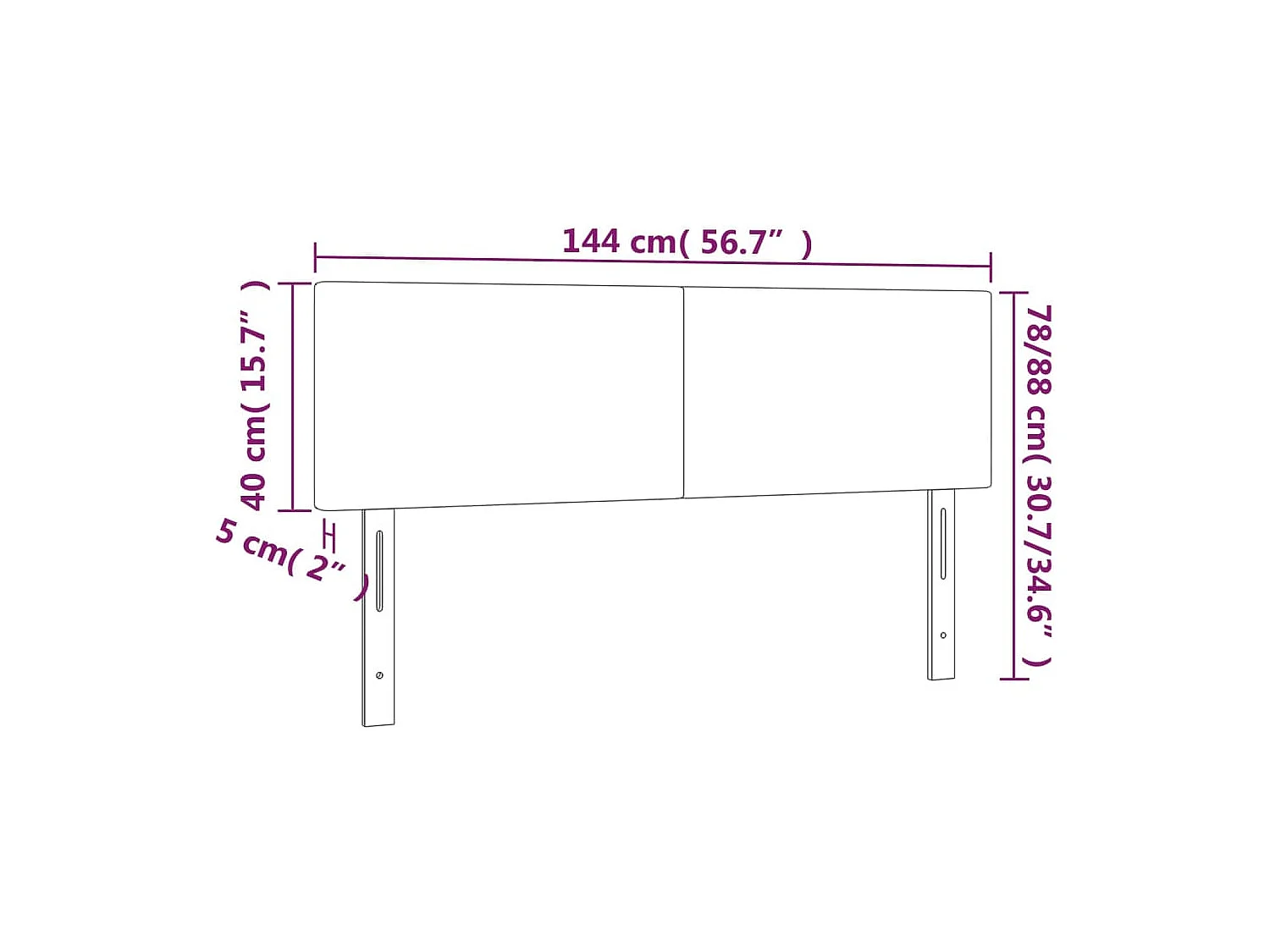 Tête de lit accessoire tissu grise 144 x 5 x 78 cm TDL0201399