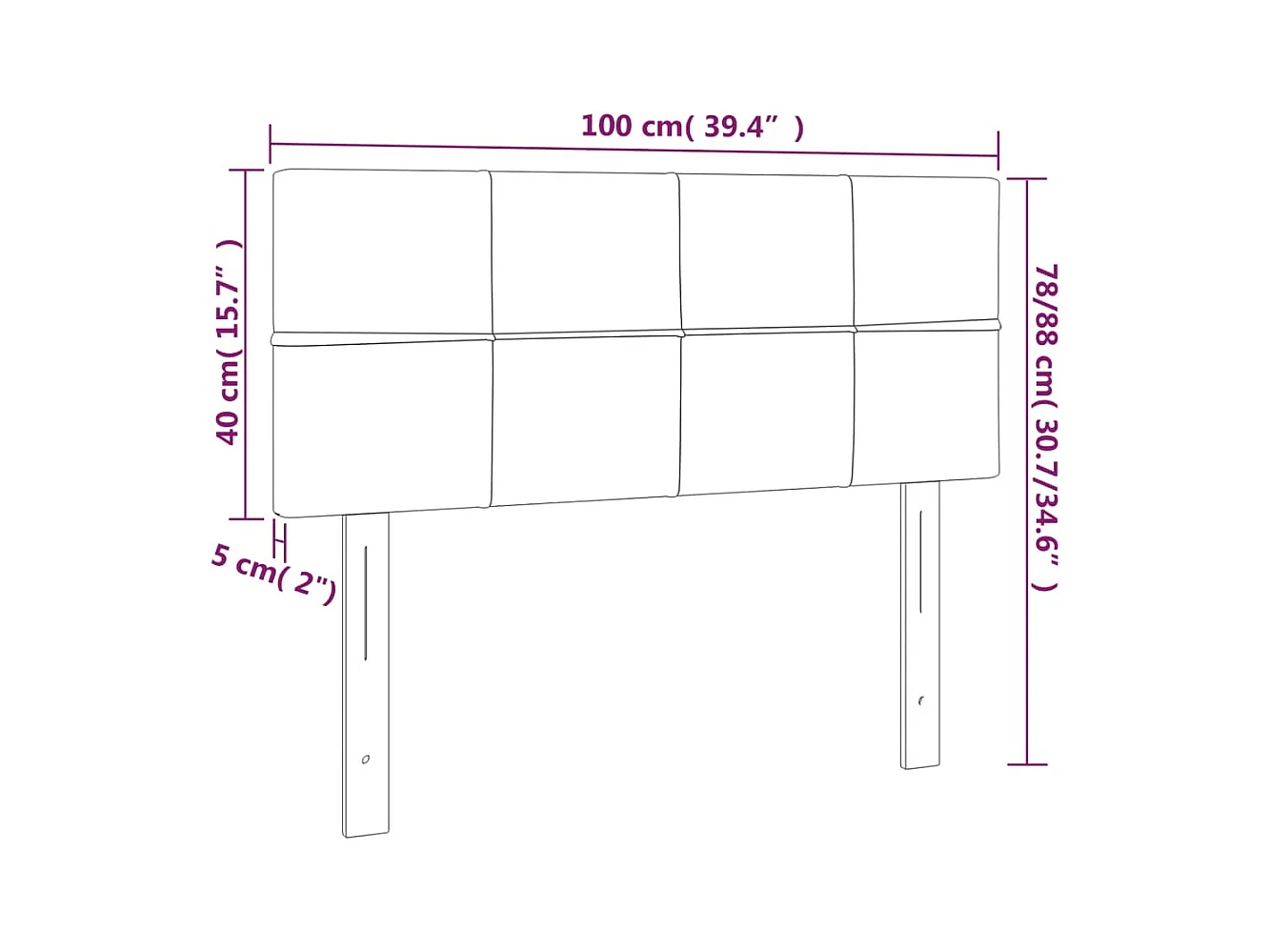 Tête de lit accessoire tissu grise 100 x 5 x 78 cm TDL0201192
