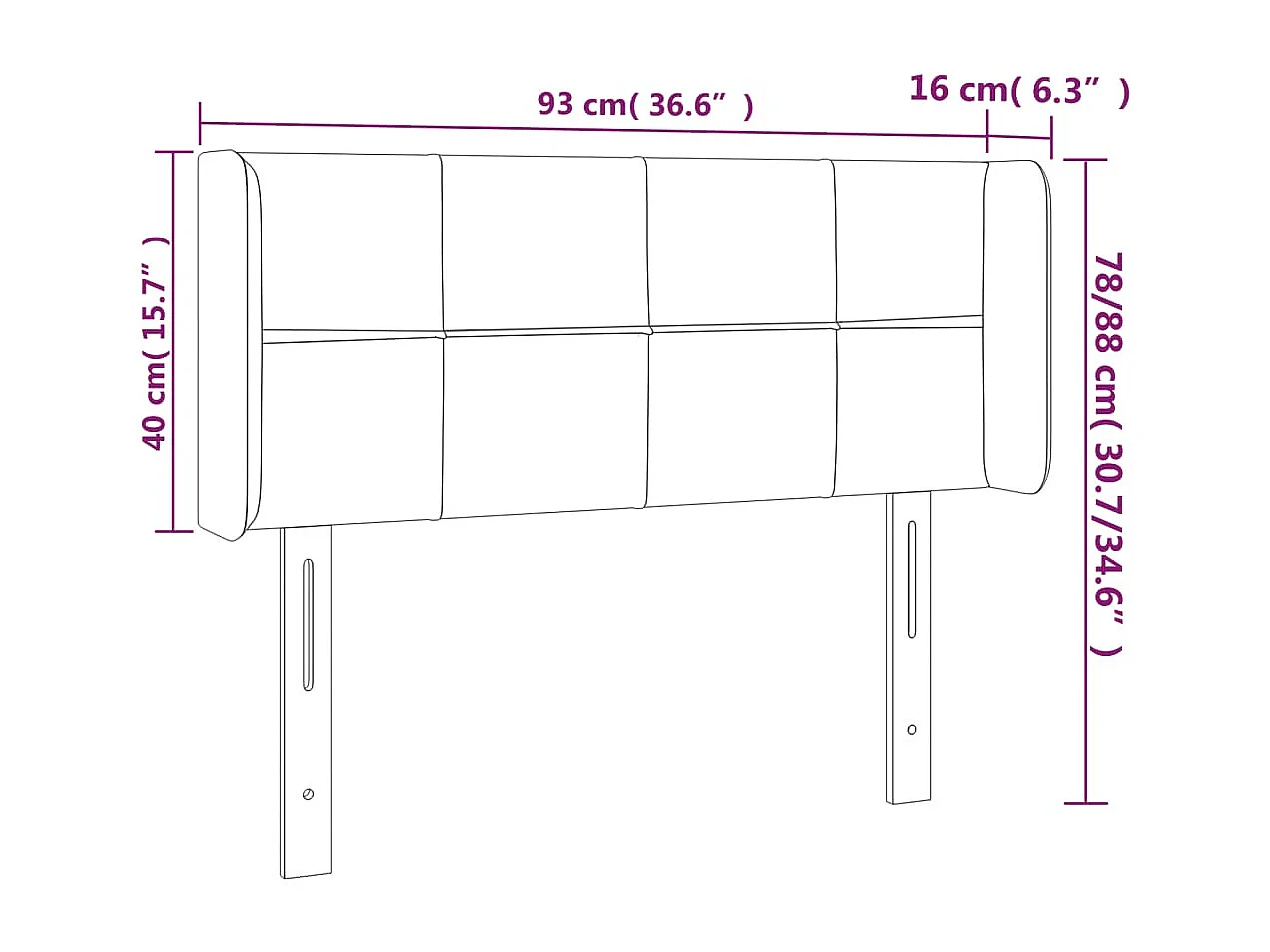 Tête de lit accessoire tissu grise 93 x 16 x 78 cm TDL0200970