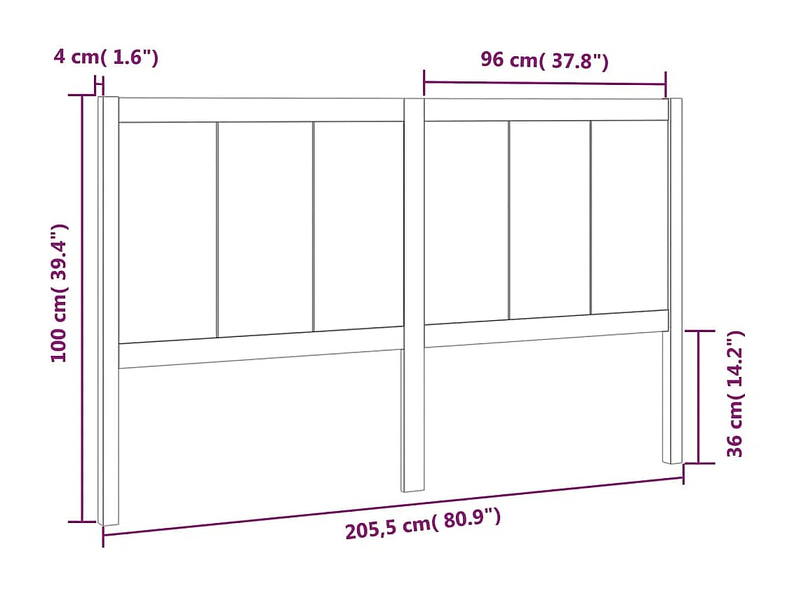 Tête de lit accessoire bois marron 205.5 x 4 x 100 cm TDL0202158