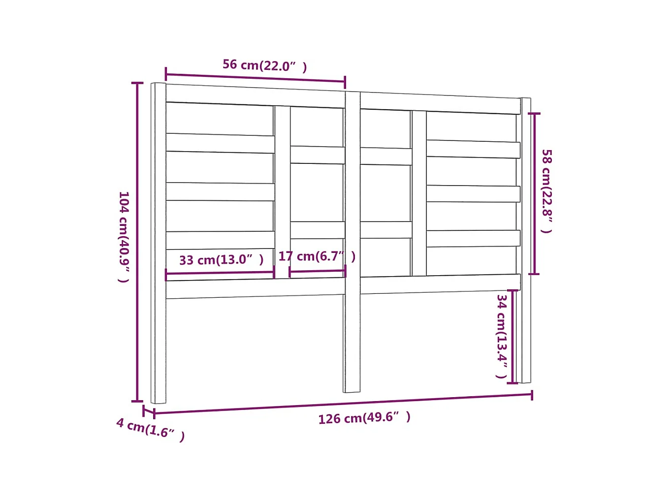 Tête de lit accessoire bois marron 126 x 4 x 104 cm TDL0203491