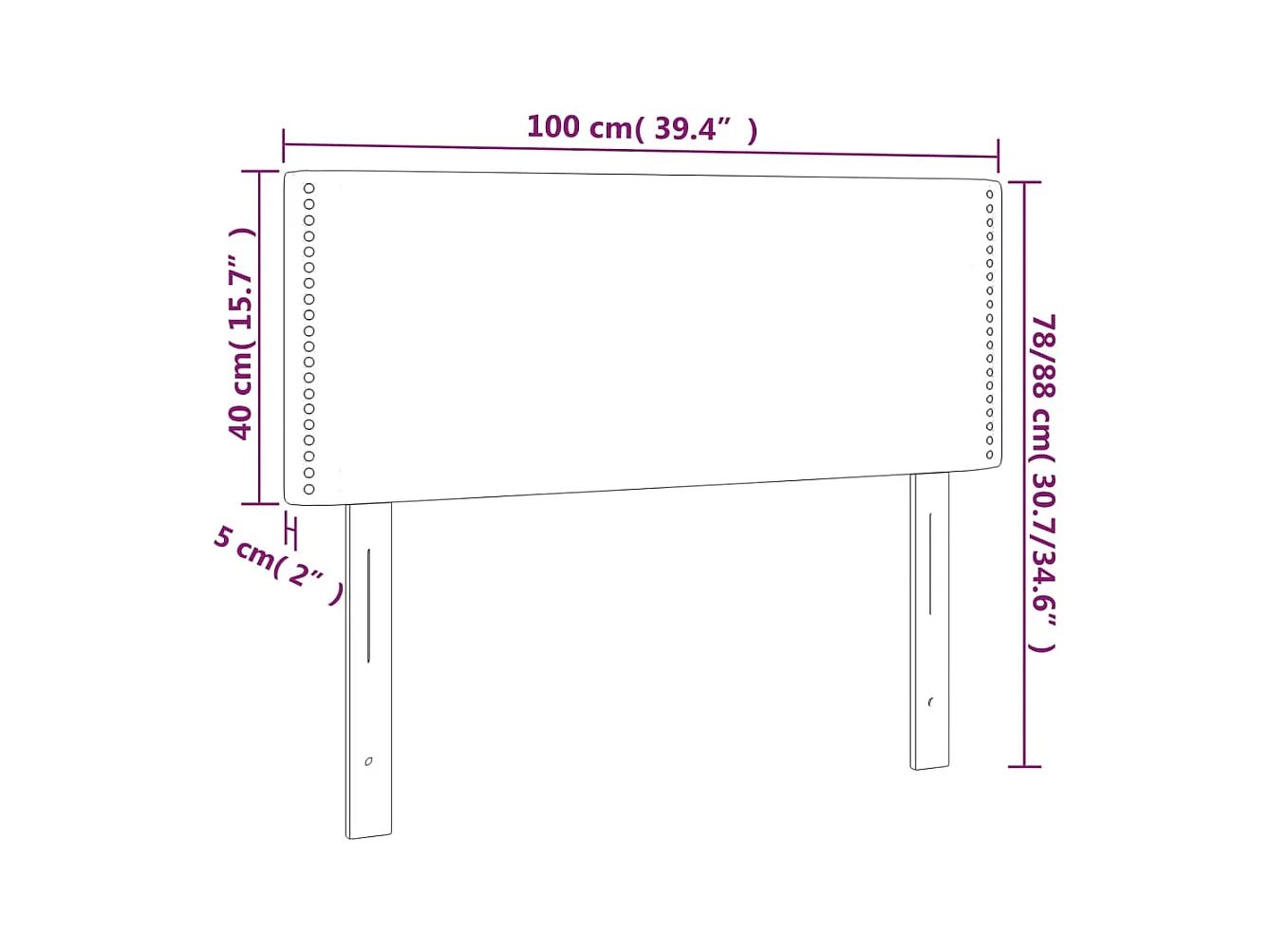 Tête de lit accessoire tissu grise 100 x 5 x 78 cm TDL0201196