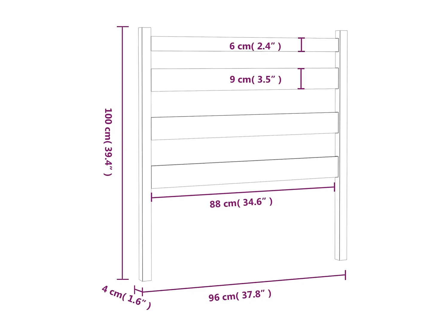 Tête de lit accessoire bois marron 96 x 4 x 100 cm TDL0205872