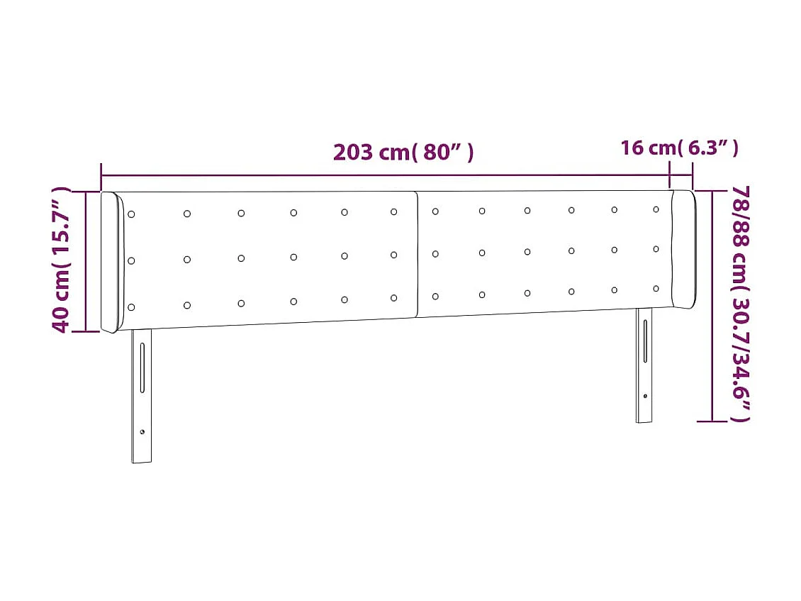 Tête de lit accessoire tissu grise 203 x 16 x 88 cm TDL0204940