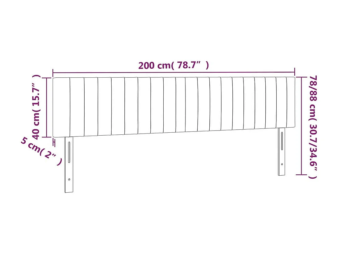 Tête de lit accessoire tissu grise 200 x 5 x 78 cm TDL0201076