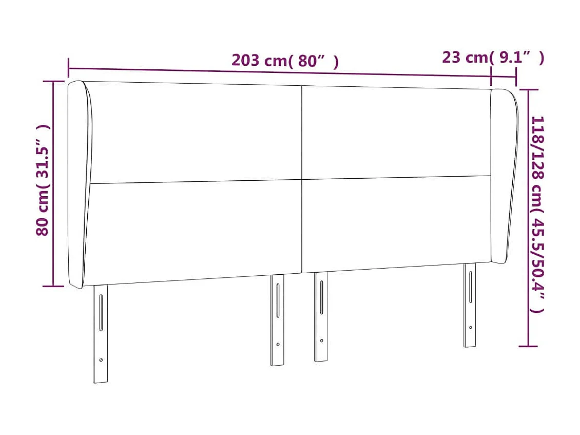Tête de lit accessoire tissu grise 203 x 23 x 128 cm TDL0205170