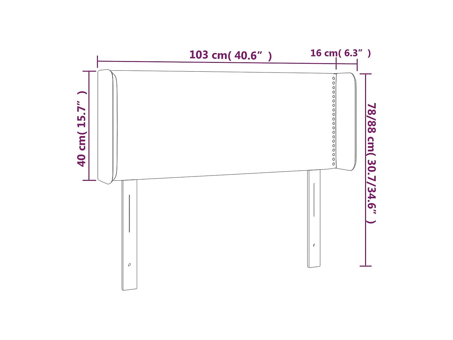 Tête de lit accessoire noire 103 x 16 x 88 cm TDL0204622