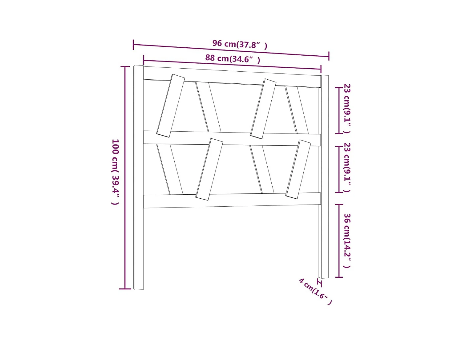Tête de lit accessoire bois marron 96 x 4 x 100 cm TDL0202806