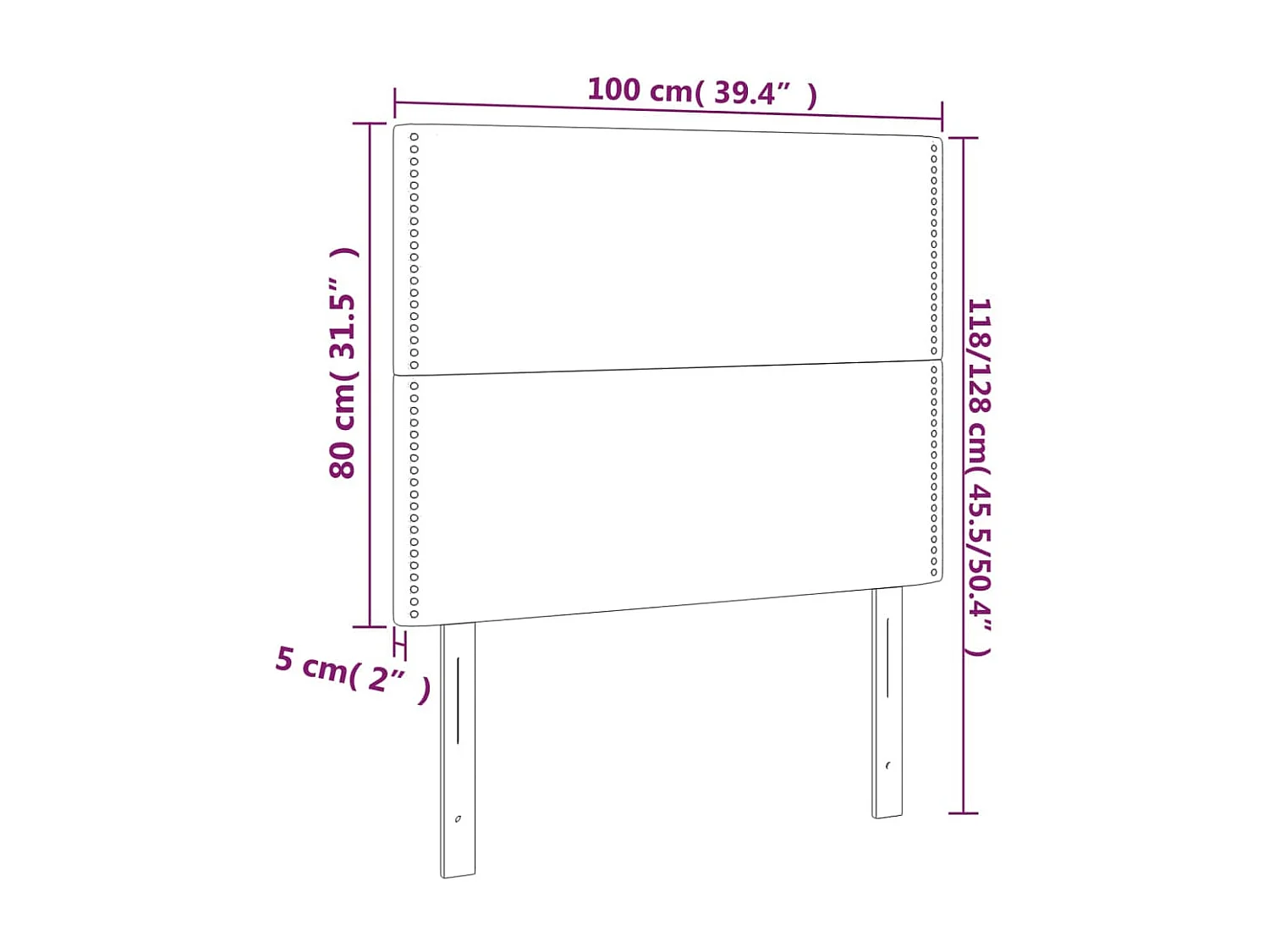 Tête de lit accessoire tissu grise 100 x 5 x 118 cm TDL0201204