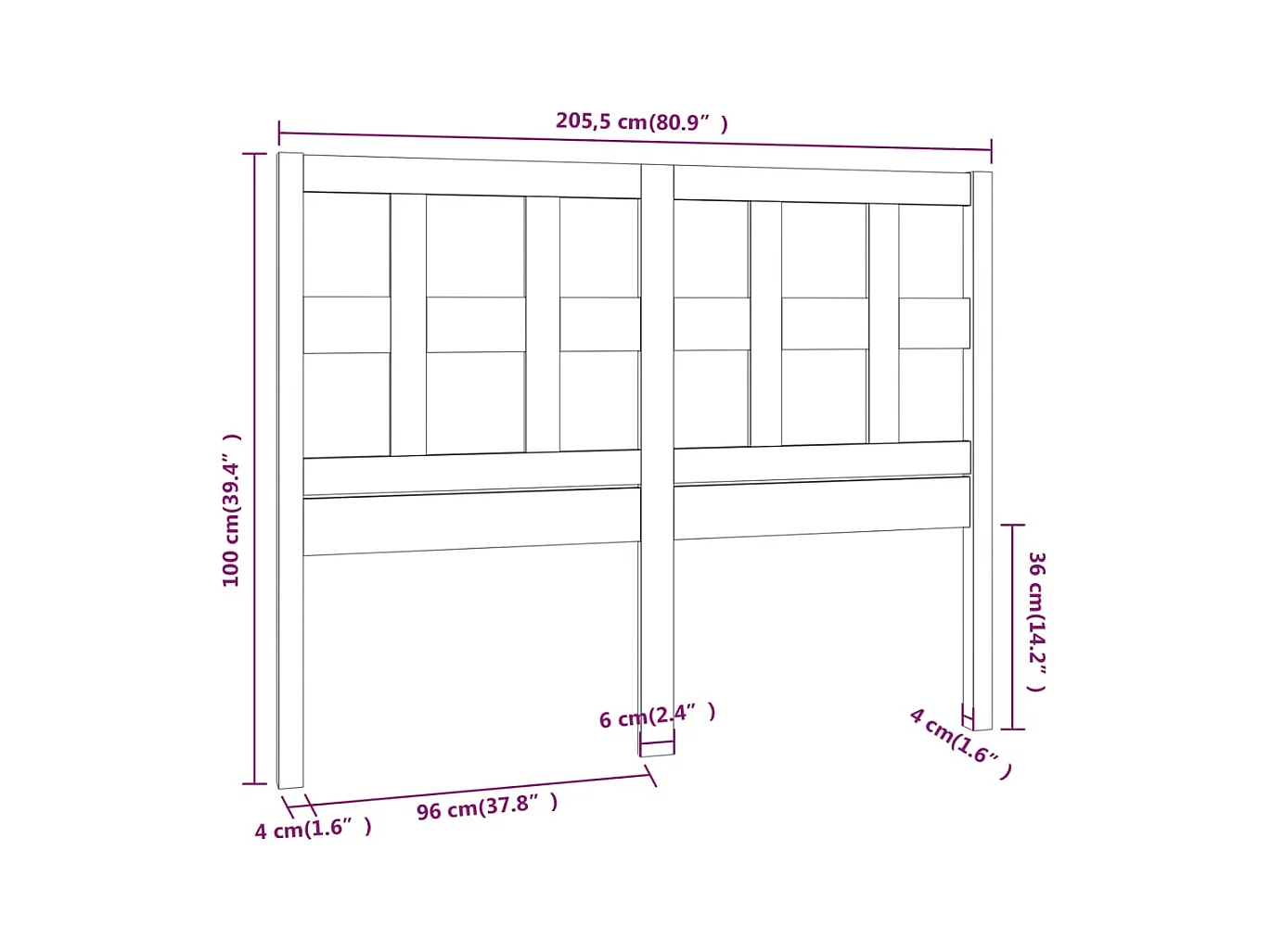 Tête de lit accessoire bois marron 205.5 x 4 x 100 cm TDL0202890