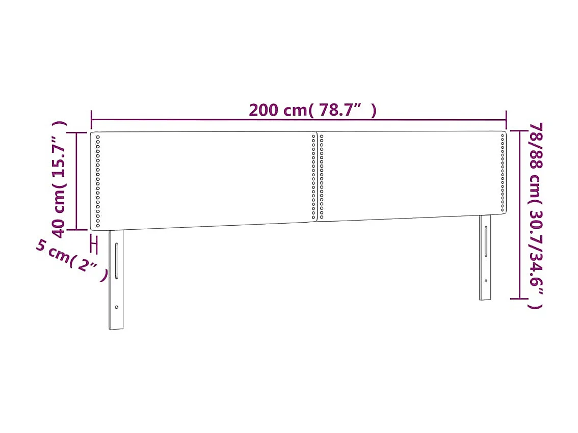 Tête de lit accessoire tissu grise 200 x 5 x 88 cm TDL0206386
