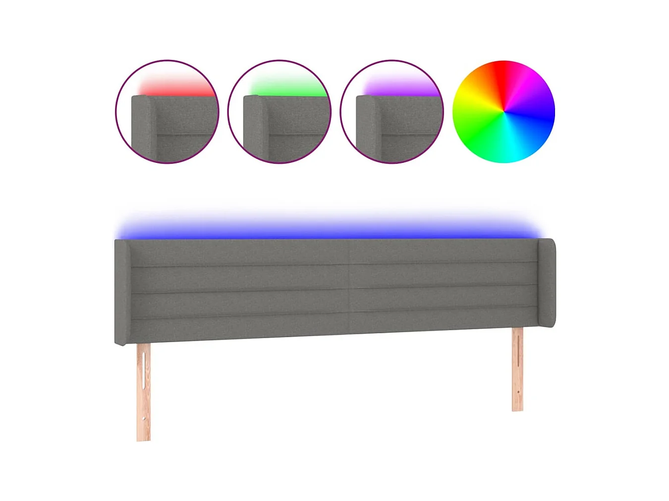 Tête de lit accessoire tissu grise 183 x 16 x 78 cm TDL0201096