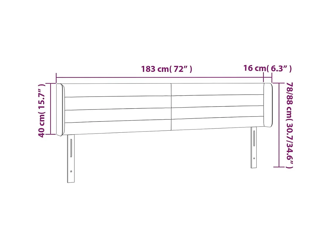 Tête de lit accessoire tissu grise 183 x 16 x 78 cm TDL0201096