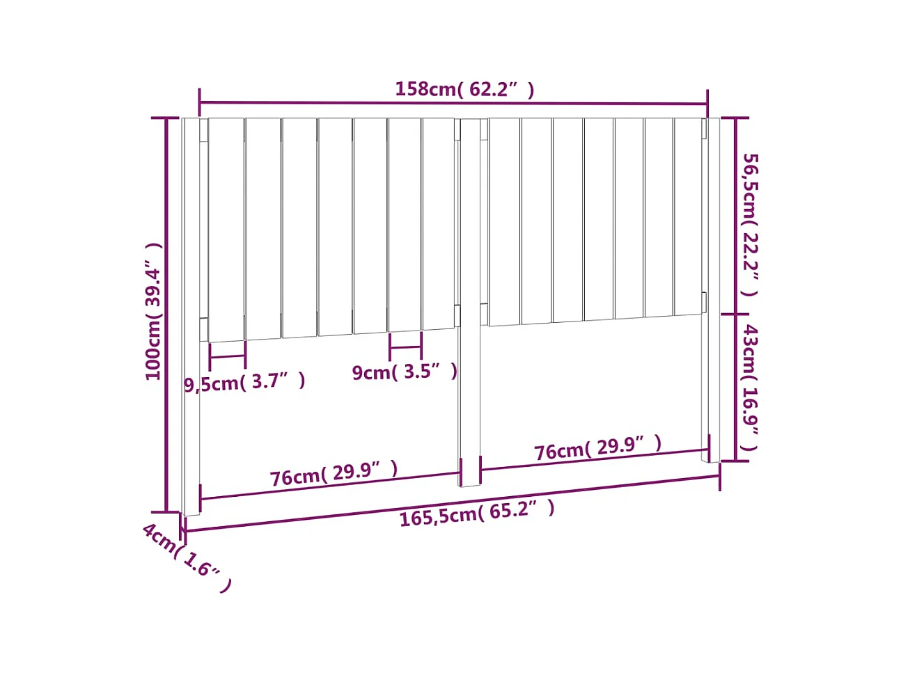 Tête de lit accessoire bois marron 165.5 x 4 x 100 cm TDL0206641