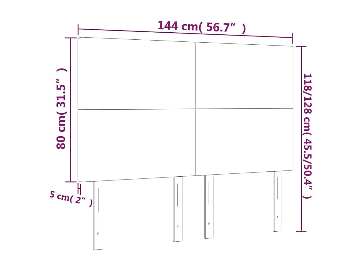 Tête de lit accessoire tissu grise 144 x 5 x 118 cm TDL0201411