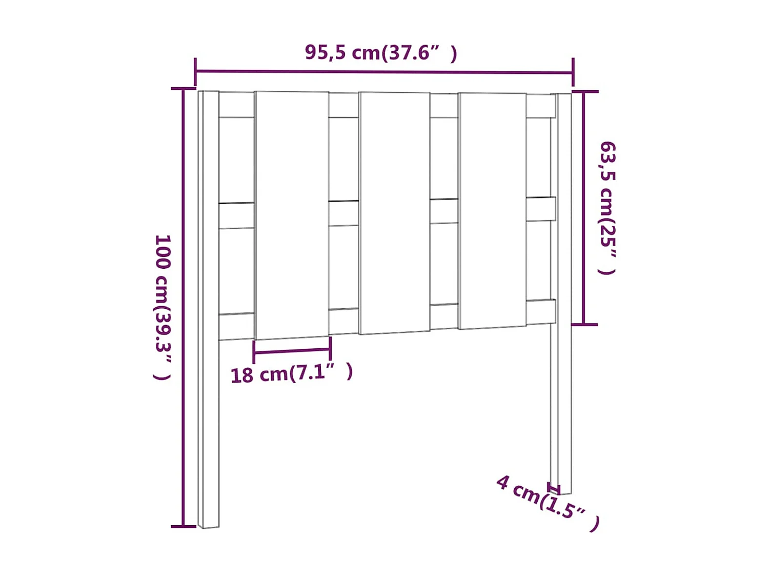 Tête de lit accessoire bois marron 95.5 x 4 x 100 cm TDL0202062