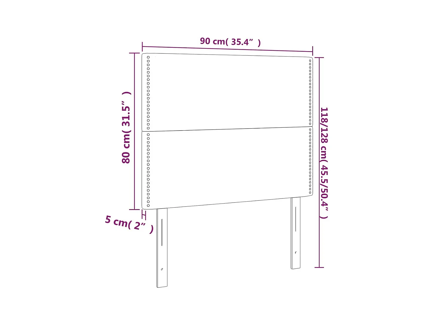 Tête de lit accessoire noire 90 x 5 x 118 cm TDL0200546