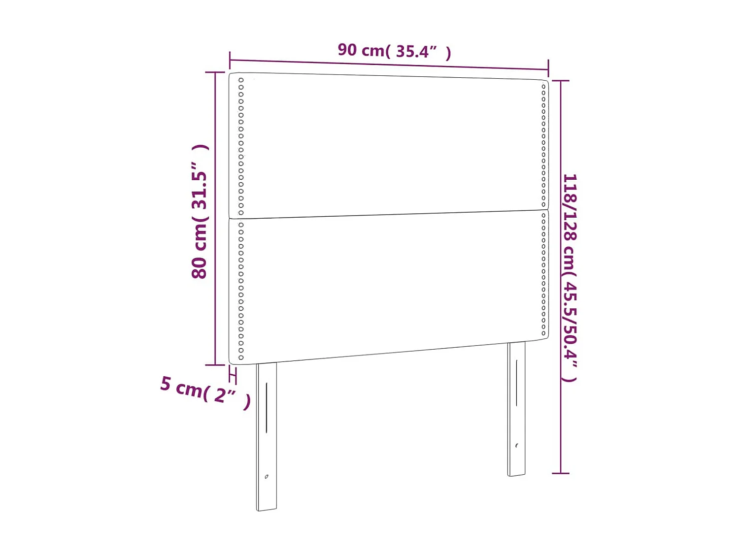Tête de lit accessoire noire 90 x 5 x 118 cm TDL0200546