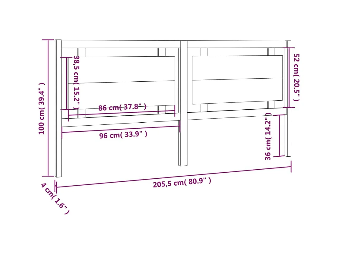 Tête de lit accessoire bois marron 205.5 x 4 x 100 cm TDL0206108