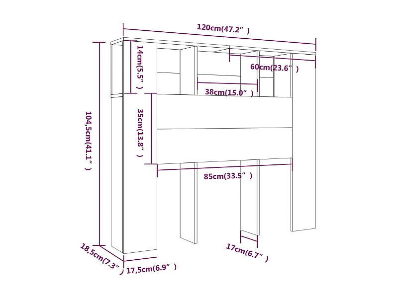 Tête de lit avec effet bois grise 120 x 18.5 x 104.5 cm TDL0200012