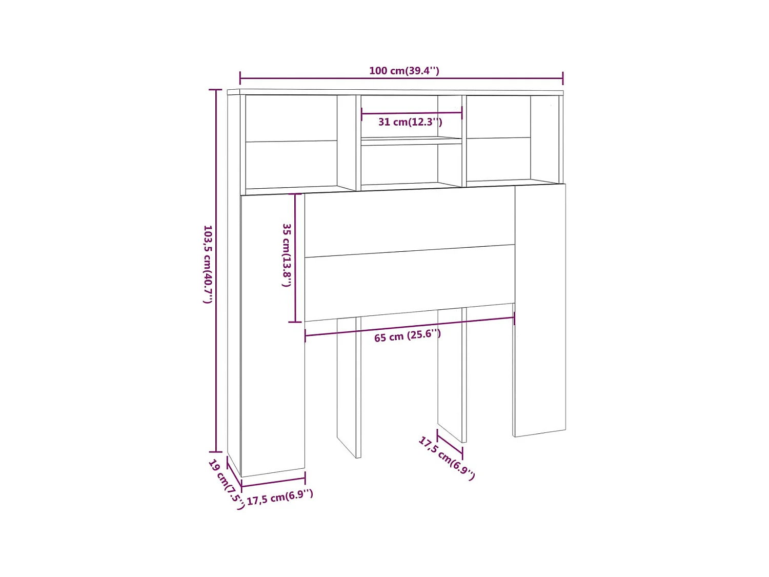 Tête de lit avec effet bois blanche 100 x 19 x 103.5 cm TDL0200111