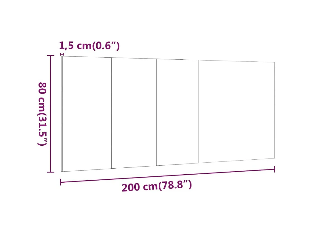 Tête de lit accessoire effet bois grise 200 x 1.5 x 80 cm TDL0203236