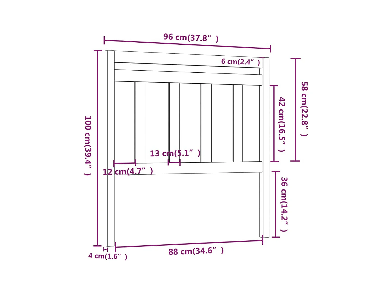 Tête de lit accessoire bois marron 96 x 4 x 100 cm TDL0202048