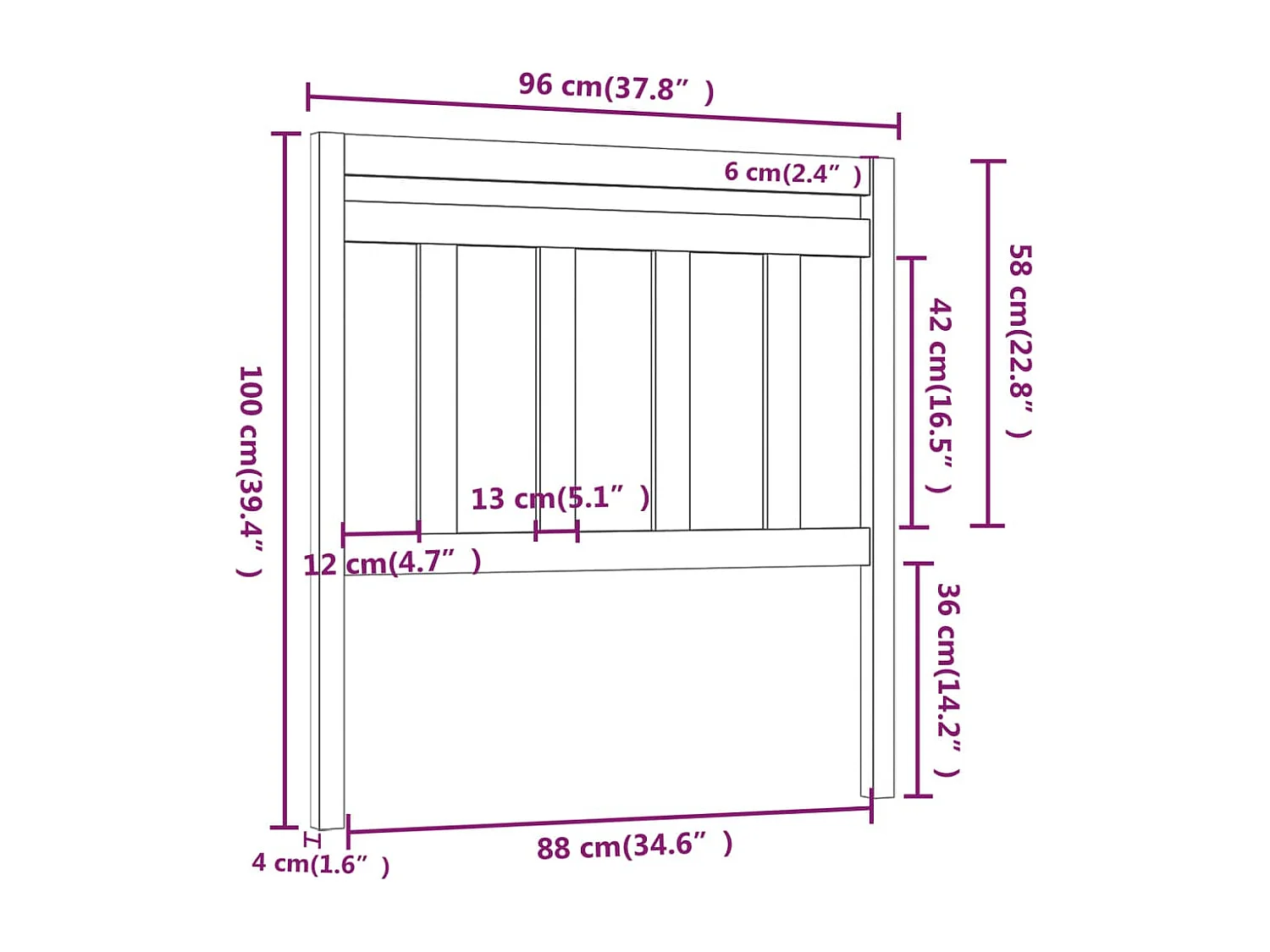 Tête de lit accessoire bois marron 96 x 4 x 100 cm TDL0202048