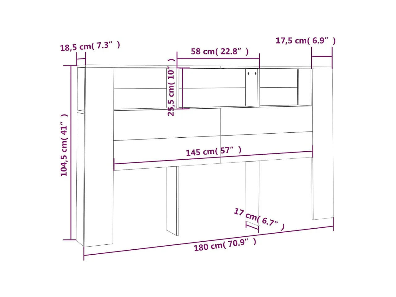 Tête de lit avec effet bois marron 180 x 18.5 x 104.5 cm TDL0200060