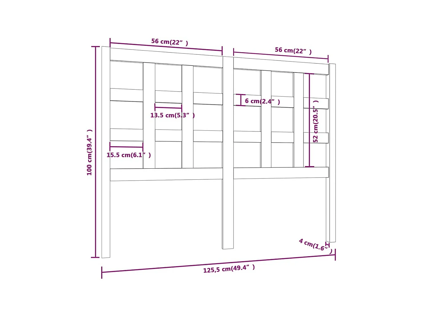 Tête de lit accessoire bois marron 125.5 x 4 x 100 cm TDL0203511