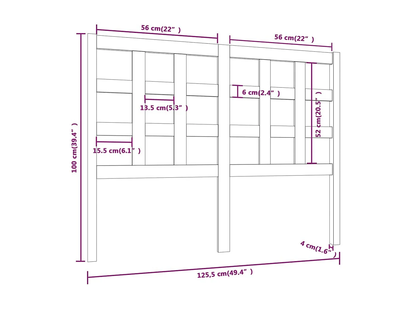 Tête de lit accessoire bois marron 125.5 x 4 x 100 cm TDL0203511