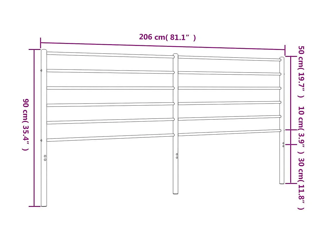 Tête de lit accessoire métal blanche 206 x 3 x 90 cm TDL0202462