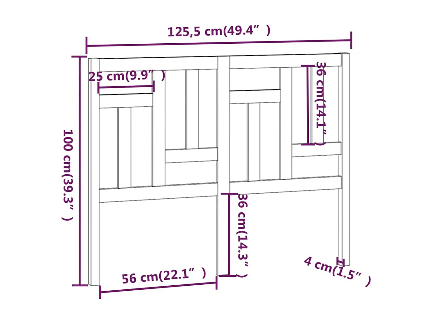Tête de lit accessoire bois marron 125.5 x 4 x 100 cm TDL0203515