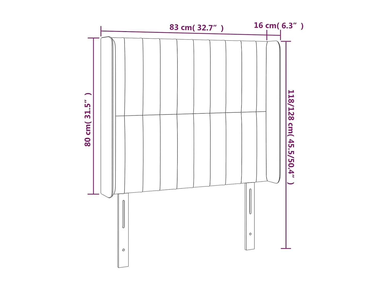 Tête de lit accessoire tissu grise 83 x 16 x 118 cm TDL0201259