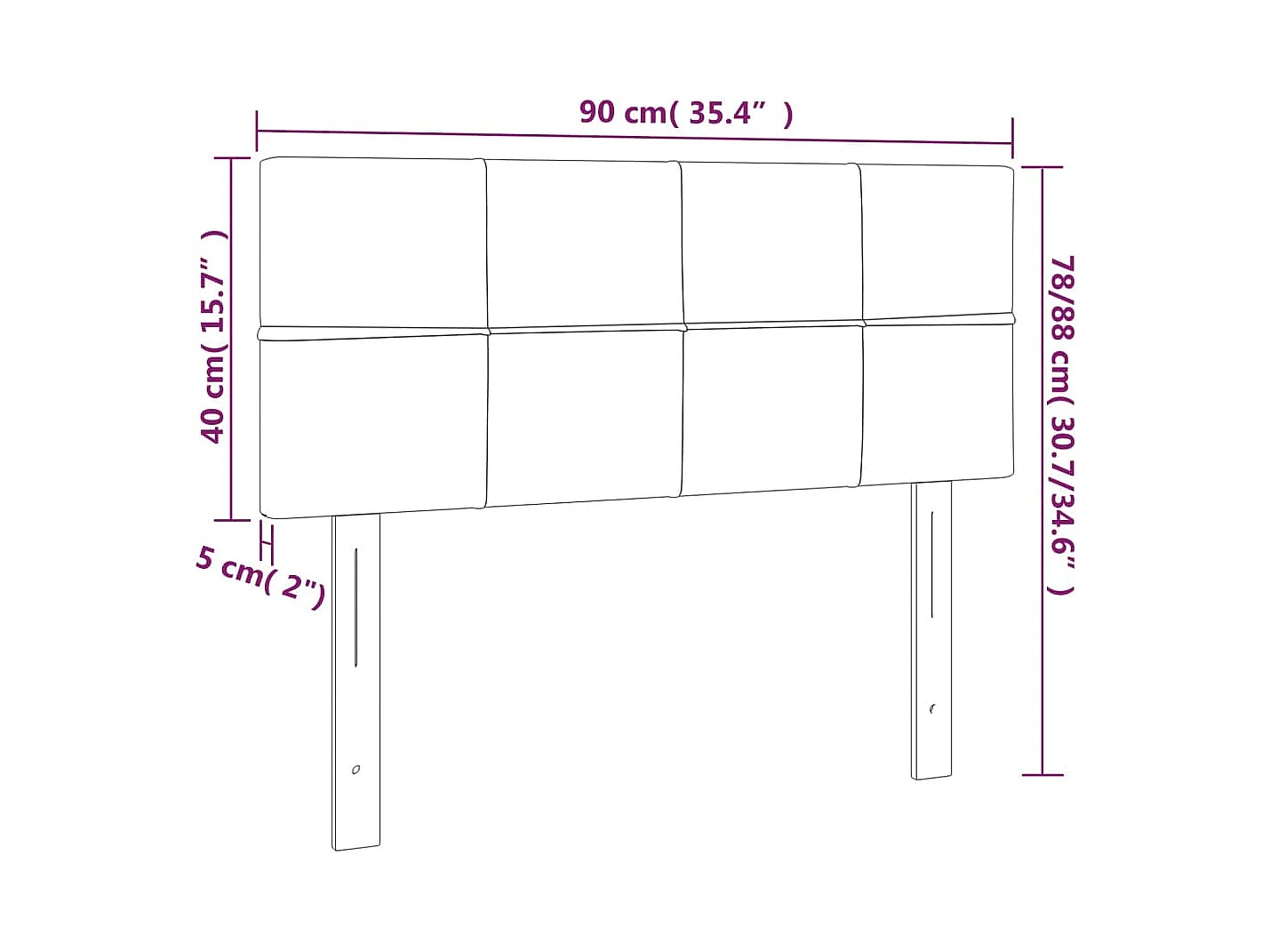 Tête de lit accessoire tissu grise 90 x 5 x 78 cm TDL0201001