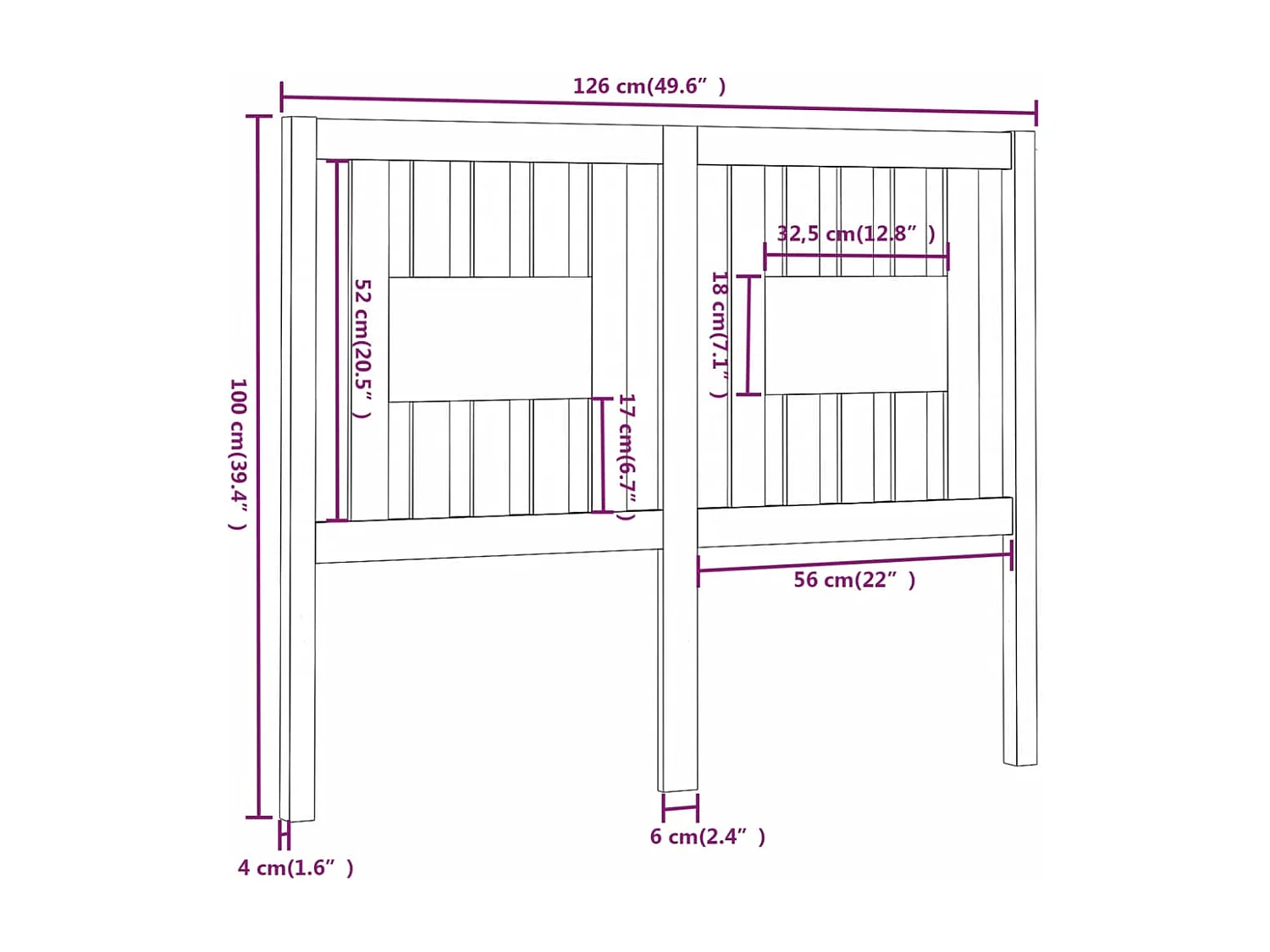 Tête de lit accessoire bois marron 126 x 4 x 100 cm TDL0202334