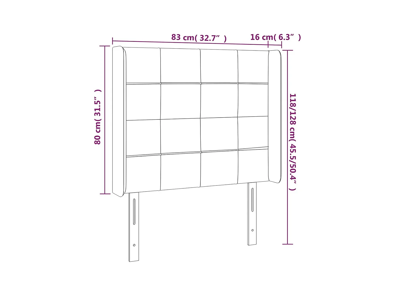 Tête de lit accessoire tissu grise 83 x 16 x 118 cm TDL0201022