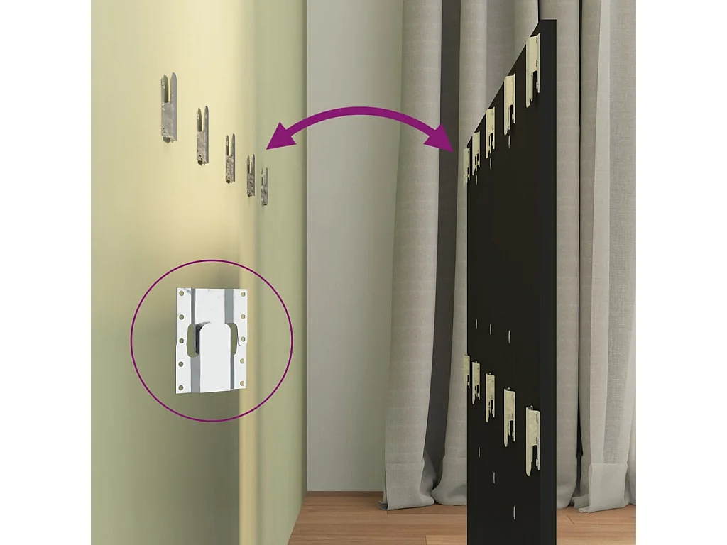 Tête de lit accessoire effet bois noire 120 x 1.5 x 80 cm TDL0202353