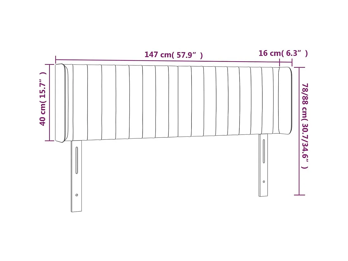 Tête de lit accessoire tissu grise 147 x 16 x 78 cm TDL0201130