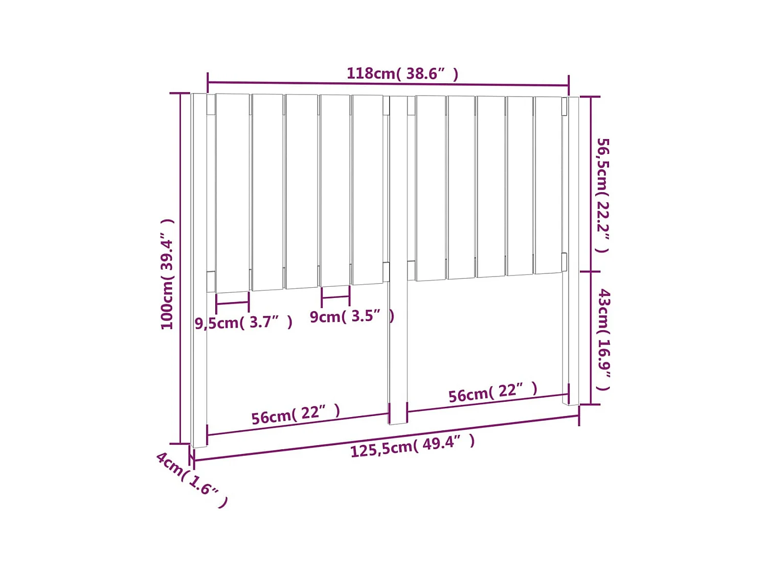 Tête de lit accessoire bois marron 125.5 x 4 x 100 cm TDL0203508