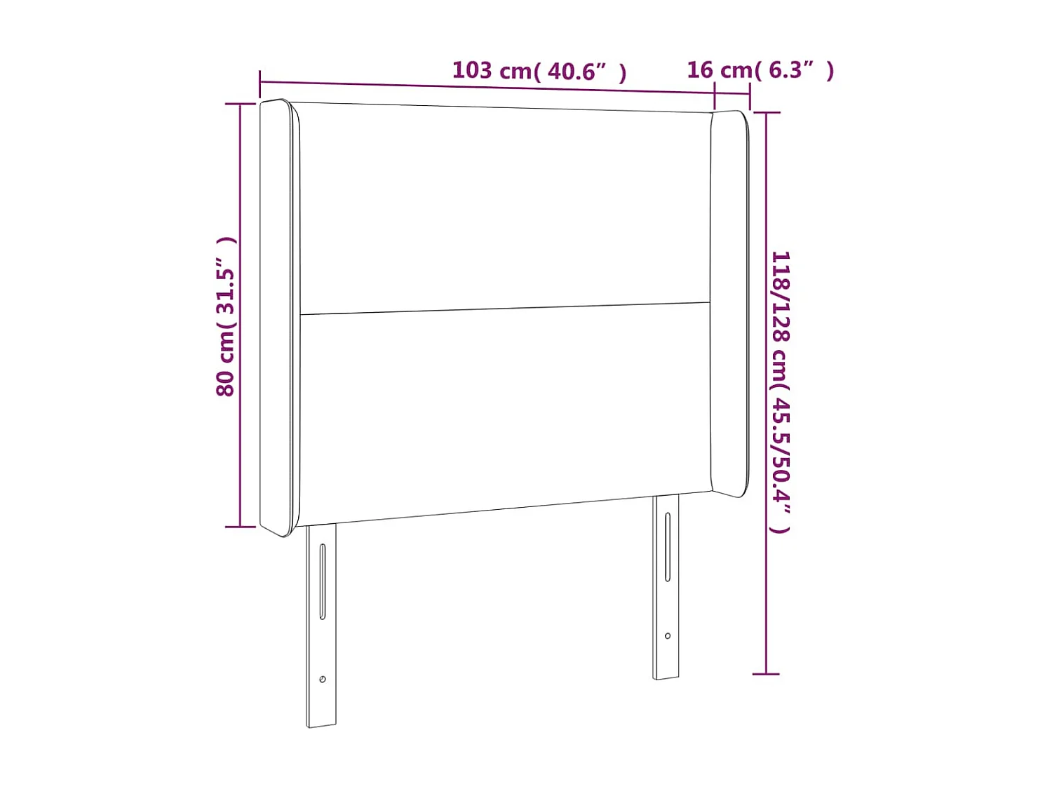 Tête de lit accessoire tissu grise 103 x 16 x 118 cm TDL0201426