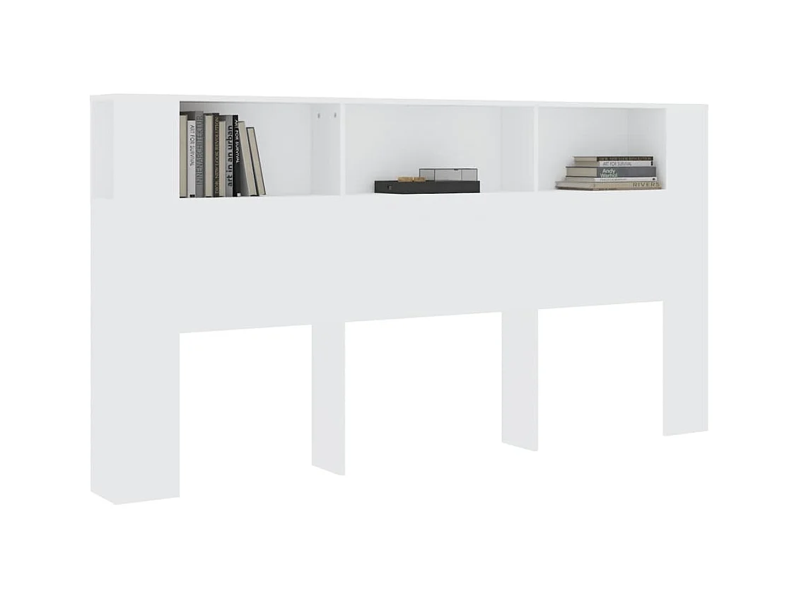 Tête de lit avec effet bois blanche 200 x 18.5 x 104.5 cm TDL0200102