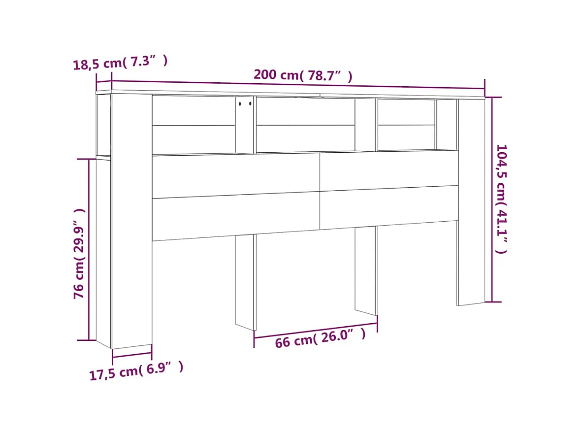 Tête de lit avec effet bois blanche 200 x 18.5 x 104.5 cm TDL0200102