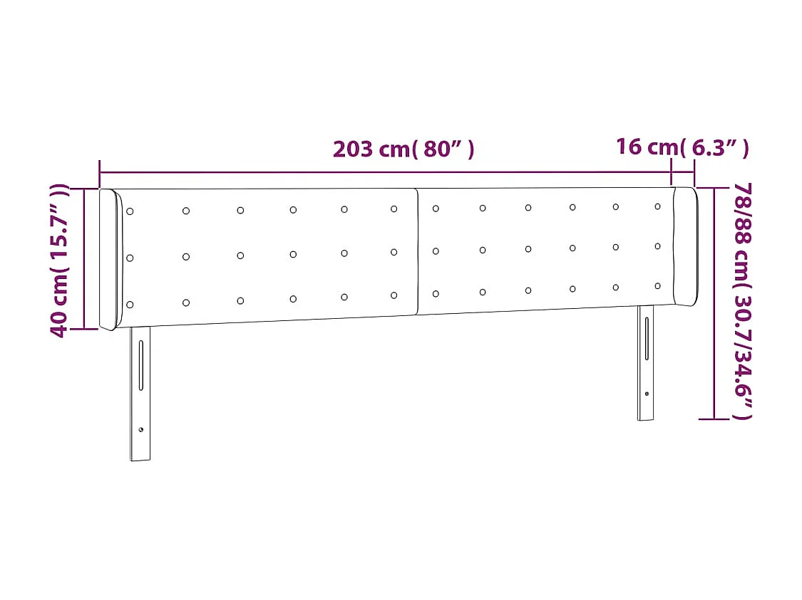 Tête de lit accessoire tissu grise 203 x 16 x 78 cm TDL0201049